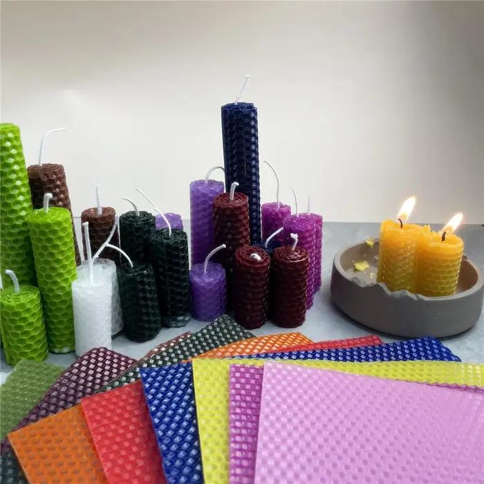 Kit de bougies en cire d'abeille colorées faites à la main