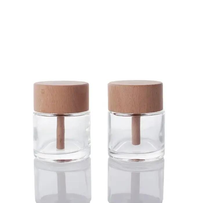 Bouteilles diffuseur de parfum en verre de 50 ml avec bouchon en bois