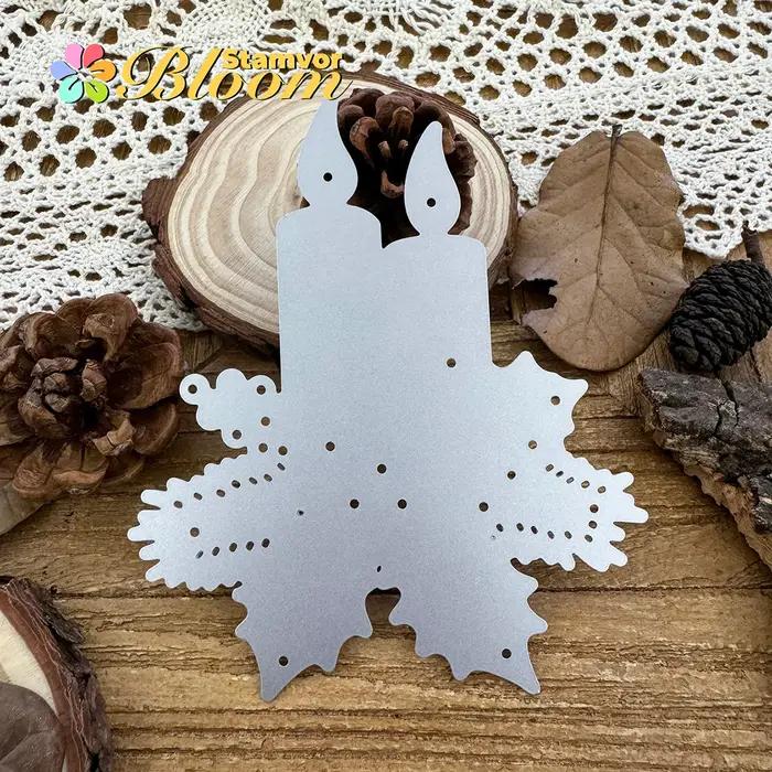 Bougies de noël originales avec feuilles et fleurs
