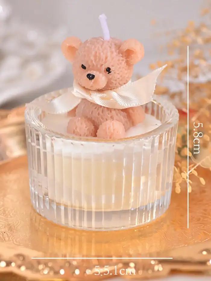 Cadeau pour la Saint-Valentin - Bougie parfumée en forme d'ours en verre