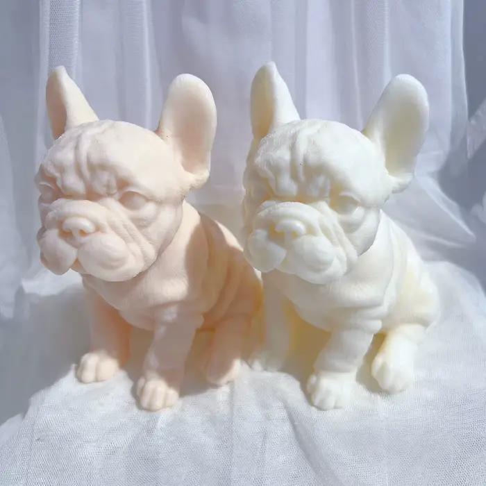 Moule à bougie bouledogue français, chiots d'animaux, cire de soja, en Silicone, chiot, amoureux des chiens, décoration de maison