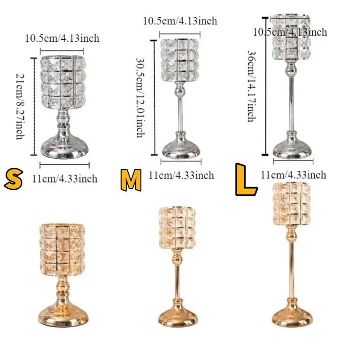 Porte-bougie en cristal de style européen décoratif chandelier romantique de luxe lanterne à bougie vintage brillante table de fête or argent blanc bourgogne golden rouge silver