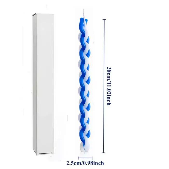 1 paquet de bougies tressées blanches et bleues, bougie Havdalah, bougies Shabbat, bougies artisanal