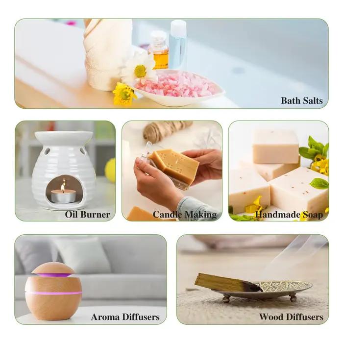 EUQEE 6 pièces ensemble d'huile de parfum d'aromathérapie-10ml huiles de diffuseur de roseau d'arôme pour la fabrication de bougies, humidificateur, parfum de bricolage, brûleur d'huile