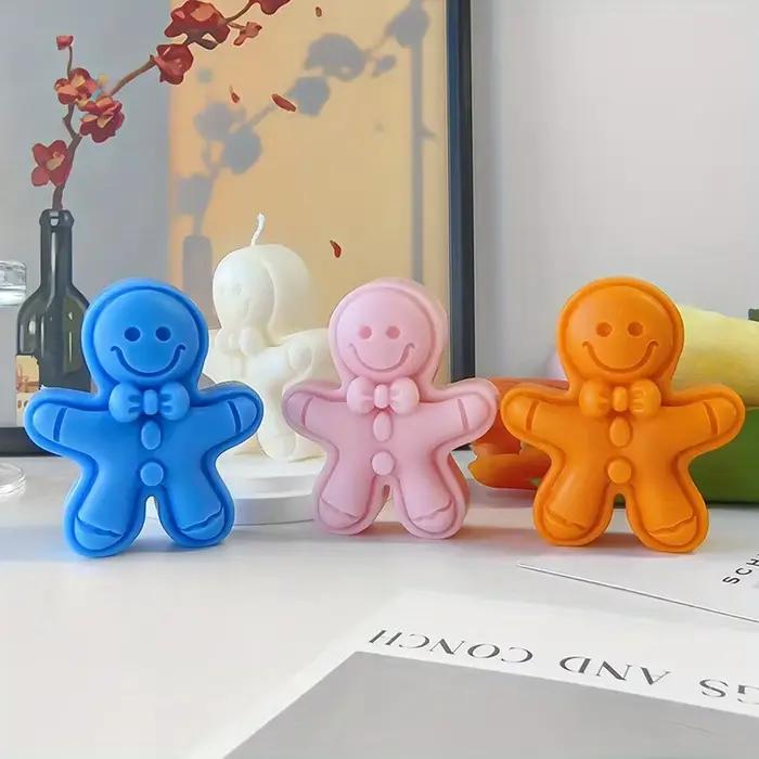 Moule en silicone à bougie bonhomme en pain d'épice pour Noël artisanat résine savon cadeaux de vacances personnalisés