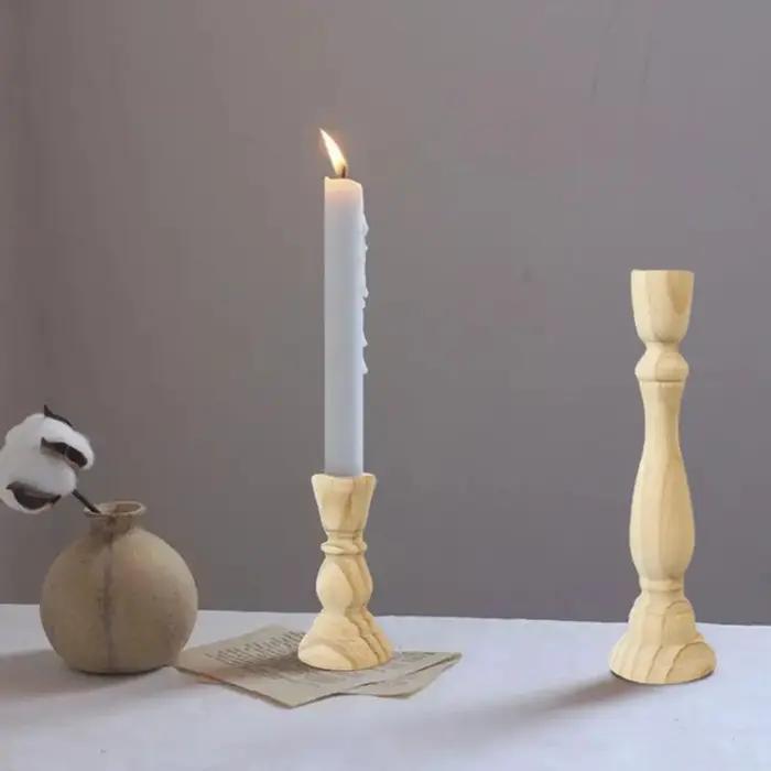Bougeoirs en bois inachevé bougeoir pilier conique