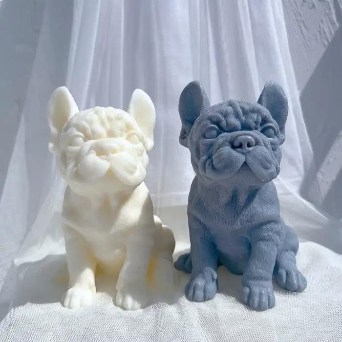 Moule à bougie bouledogue français, chiots d'animaux, cire de soja, en Silicone, chiot, amoureux des chiens, décoration de maison