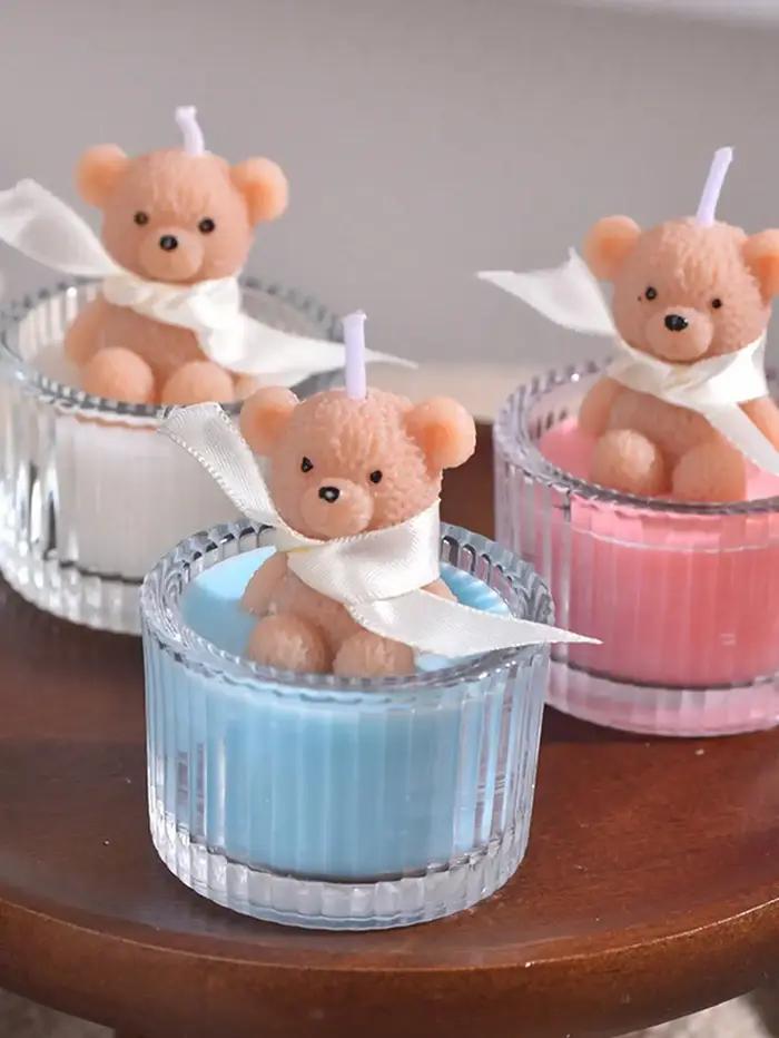 Cadeau pour la Saint-Valentin - Bougie parfumée en forme d'ours en verre