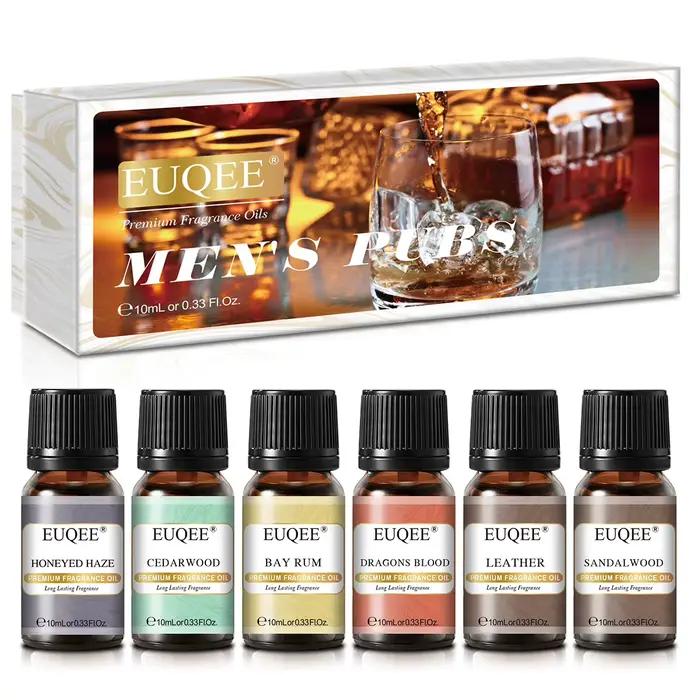 EUQEE Coffret Cadeau de 6 Huiles Essentielles pour Hommes – Bois de Santal