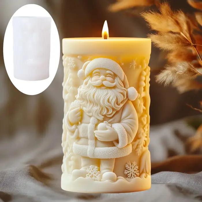 Père Noël souriant cadeaux bougie parfumée cylindrique moule en silicone avantageux