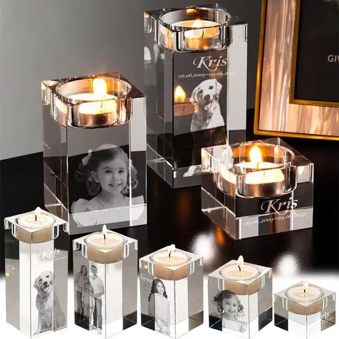 Bougeoir en cristal avec Photo 3D personnalisée