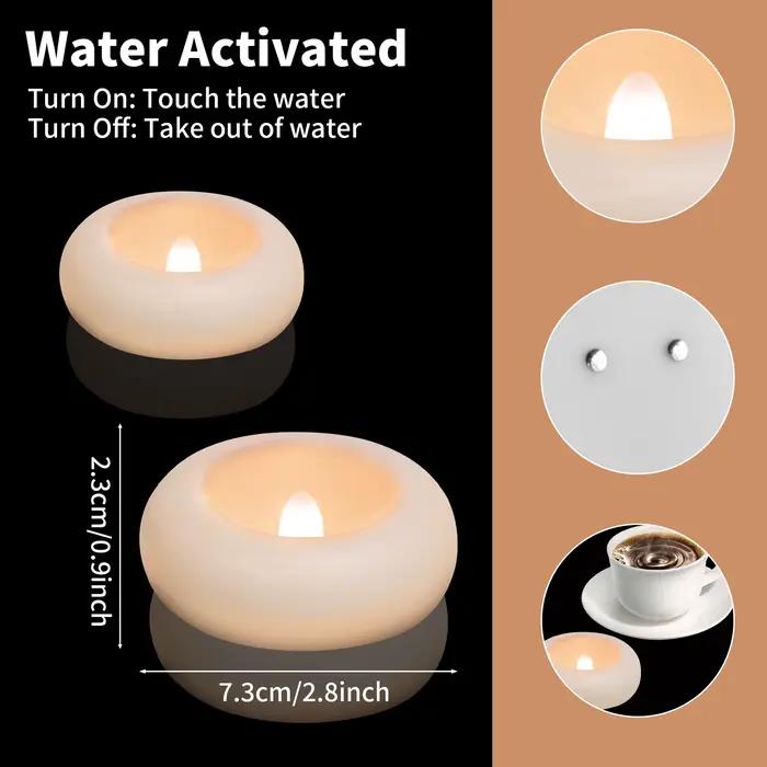 Paquet de 12/24 bougies chauffe-plat flottantes sans flamme étanches bougies LED vacillantes électriques pour fête de mariage piscine et SPA décor à la maison