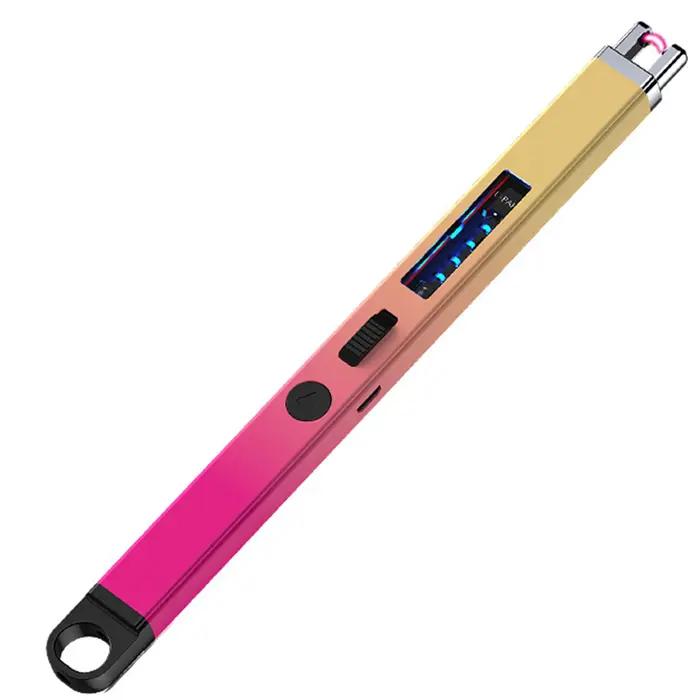 Briquet à bougie Rechargeable USB, coupe-vent, affichage de puissance LED, briquet de cuisine, cuisinière à gaz