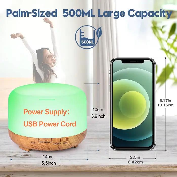 Diffuseur d'arôme 500ML avec humidificateur pour qualité de l'air et bien-être à domicile six huiles essentielles options occasionnels relaxantes