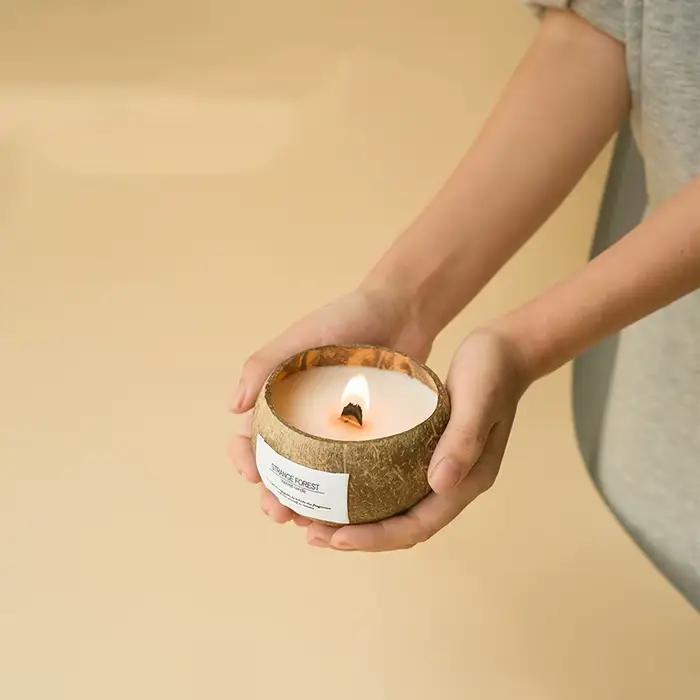 Bougie d'aromathérapie en coquille de noix de coco huile essentielle parfum de cire végétale Premium compagnon de maison pour la détente et la relaxation à offrir pour divers événements