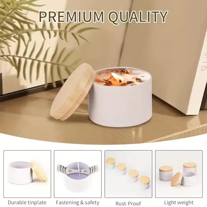 Kit de fabrication de bougies DIY avec pots en fer blanc mat et supports pour création de bougies personnalisées et cadeaux uniques