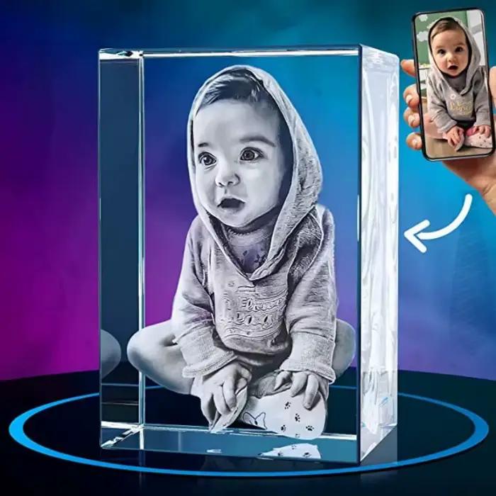 Bougeoir personnalisé avec Photo gravée, impression en cristal, cadeaux commémoratifs, commémoration de la famille et des animaux de compagnie, pour toujours