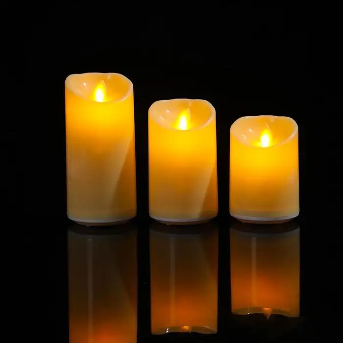 1/3 Bougies décoratives sans flamme à mèche mobile USB avec télécommande