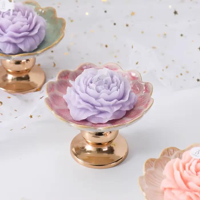 Bougeoir en céramique de style européen créatif, chandelier romantique de luxe pour bureau et décoration intérieure occasions spéciales