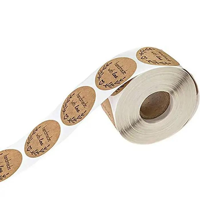 Étiquette ronde en papier kraft avec logo de bougie en bobine