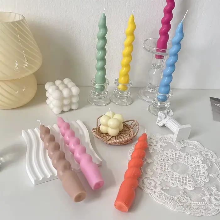 Bougies Pilier Spirales Classiques Longues Cire de Paraffine Pour Décoration Maison Occasions Spéciales Soirées Romantiques
