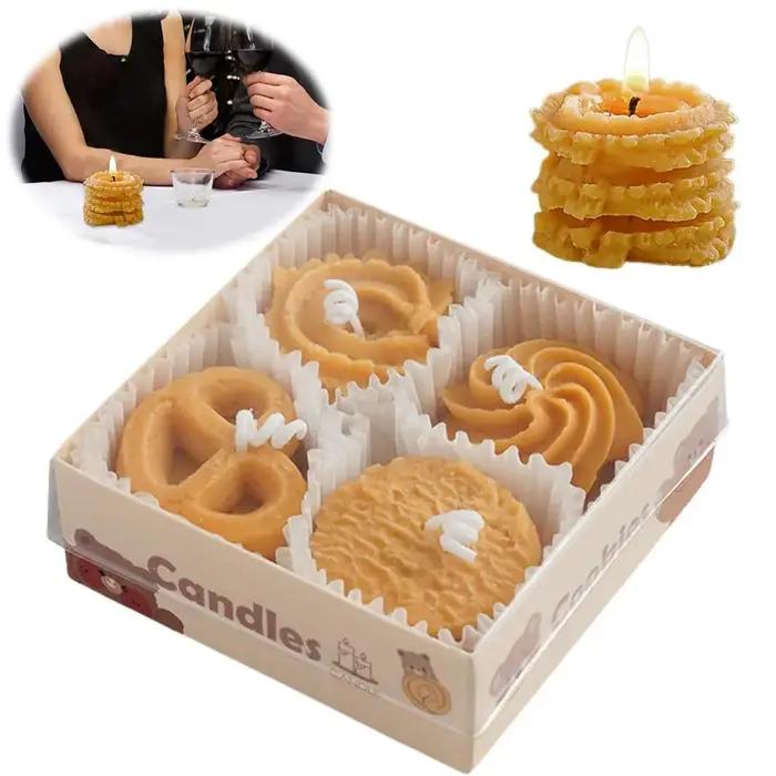 Bougies à biscuits parfumées en forme de biscuit, cire de soja naturelle, ambiance chaleureuse et confortable pour la maison et les occasions spéciales