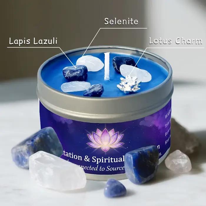 Bougie parfumée au cristal d'encens et bois de santal faite à la main pour méditation connexion spirituelle aromathérapie décoration salle de yoga cadeau occaions spéciales