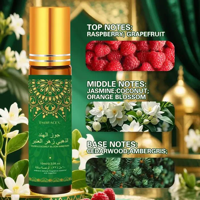 10ml Huiles Parfumées de Fleur de Noix de Coco Dorée et d'Ambregris pour l'Aïd al-Adha - Roll-on