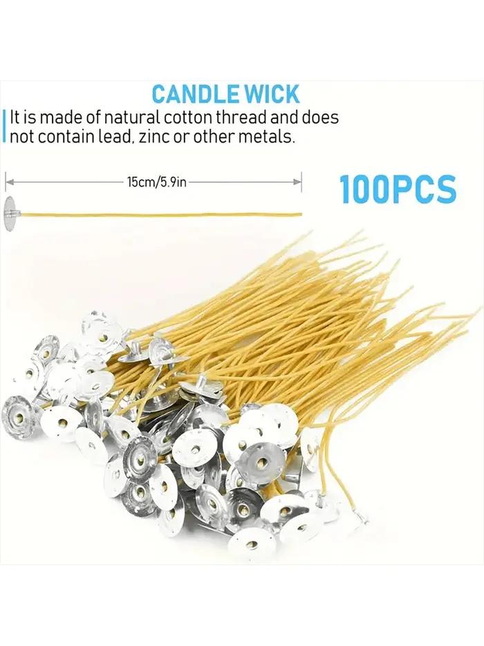 100 mèches de cire d'abeille et de chanvre pré-cirées de 6 pouces