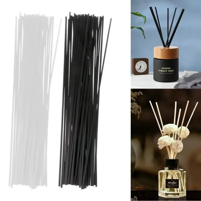 Bâtons de fibres noirs et blancs pour diffuseur aromathérapie de 30cm x 3mm pour décorer et purifier l'air de la maison occasions spéciales et quotidienne