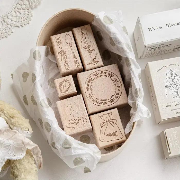 Tampon en bois pour bougies fontaines et articles de table, fournitures de bricolage, matériel de scrapbooking, papeterie, sceau pour loisirs créatifs