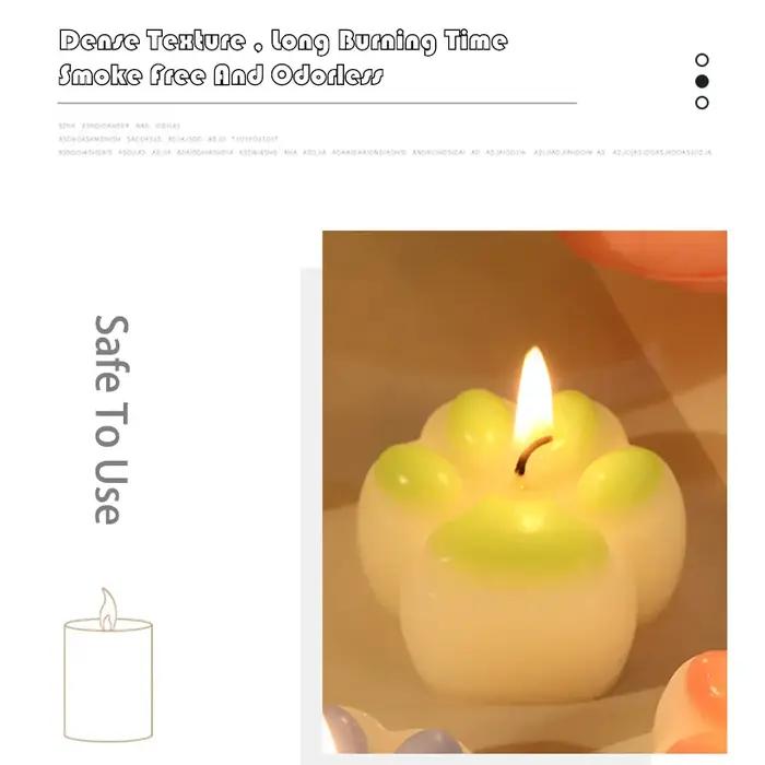 Bougie parfumée créative en forme de patte de chat avec coussinets pastel pour décoration d'intérieur et mémorial d'animal de compagnie