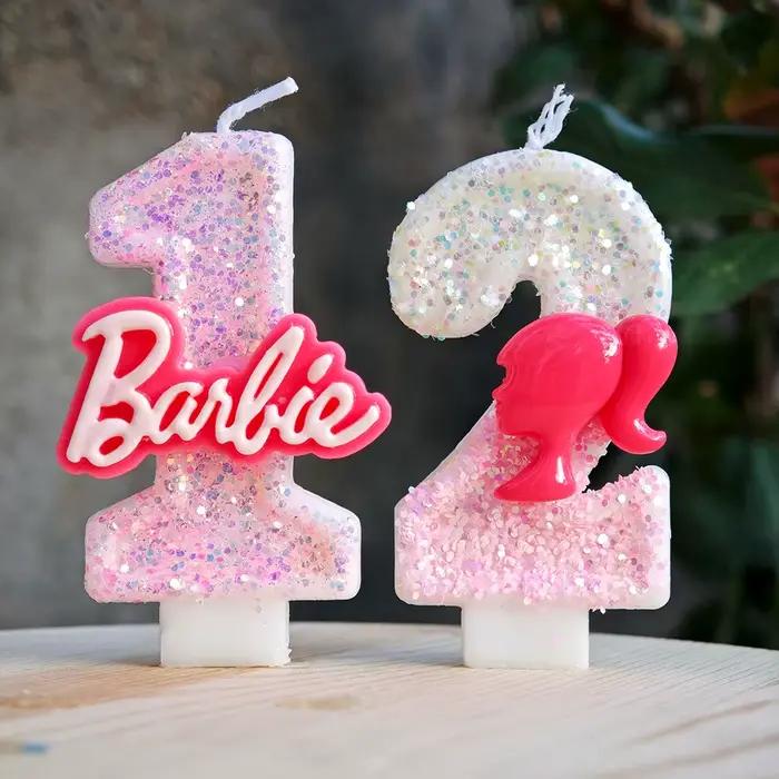 Barbiela – bougie numéro 0-9, paillettes roses et rouges, décorations de gâteau d'anniversaire pour filles, cadeaux de fête prénatale anniversaire