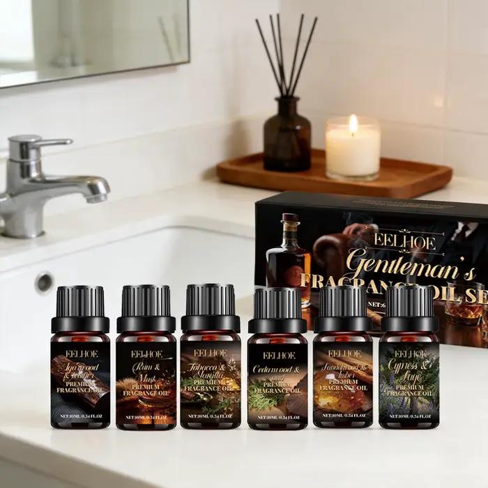 Ensemble d'huiles essentielles d'aromathérapie, créant efficacement l'atmosphère fraîche, rafraîchissant, parfum végétal relaxant pour l'air intérieur