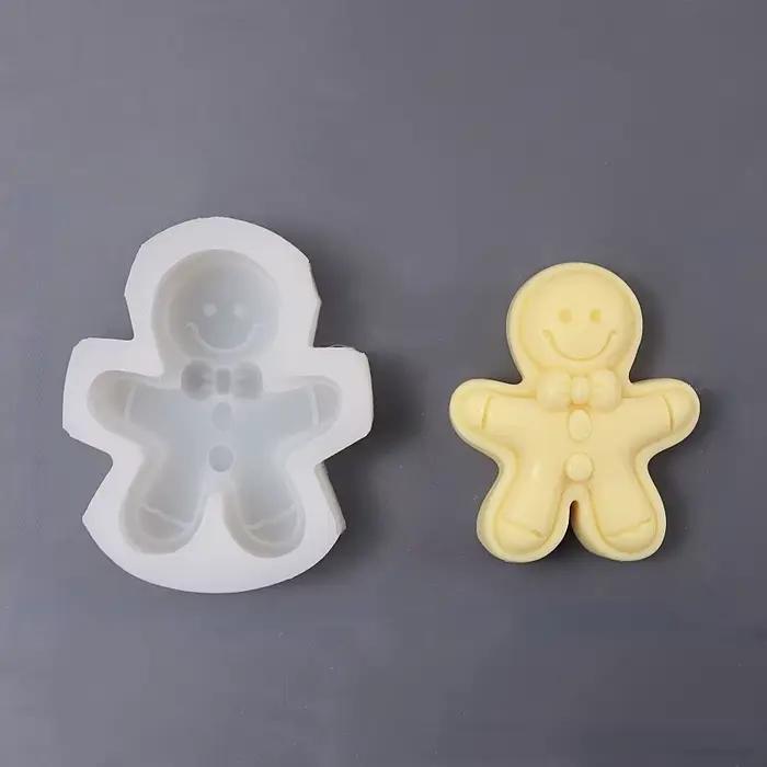 Moule en silicone à bougie bonhomme en pain d'épice pour Noël artisanat résine savon cadeaux de vacances personnalisés