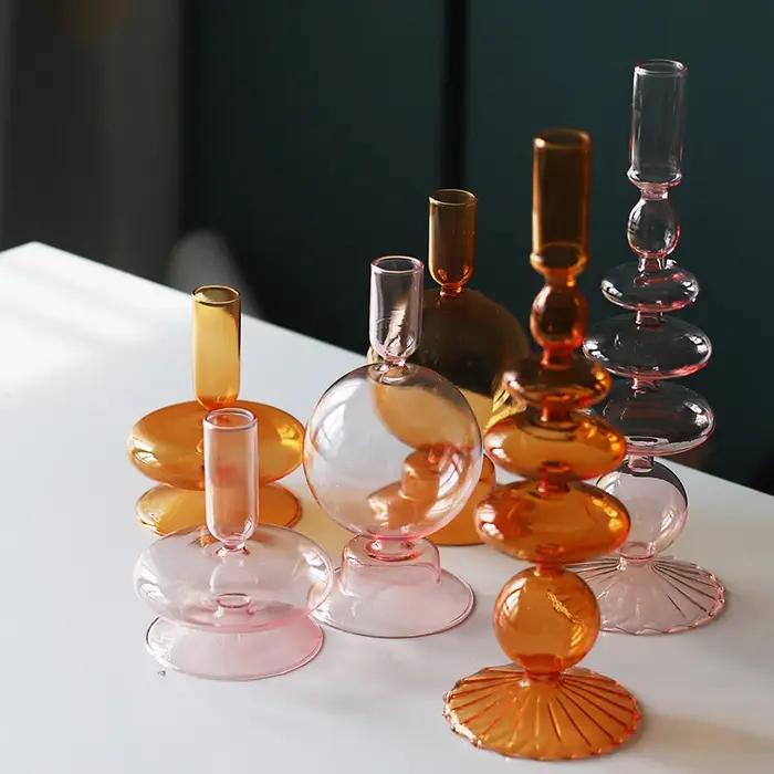 Bougeoirs en Verre de Style Nordique, Vase de Décoration pour Centre de Table