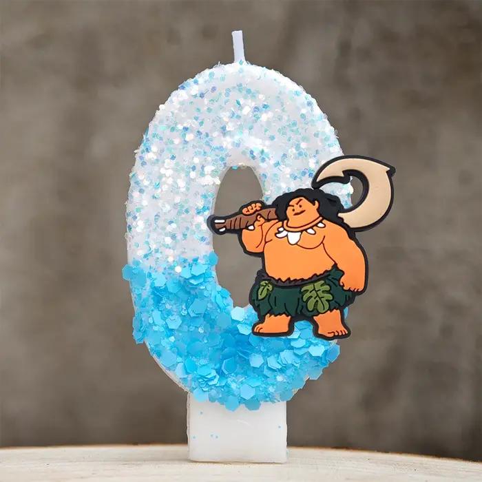 Bougie Moana des aventures océan, dessin animé 0-9 chiffres, fournitures de décoration de gâteau d'a