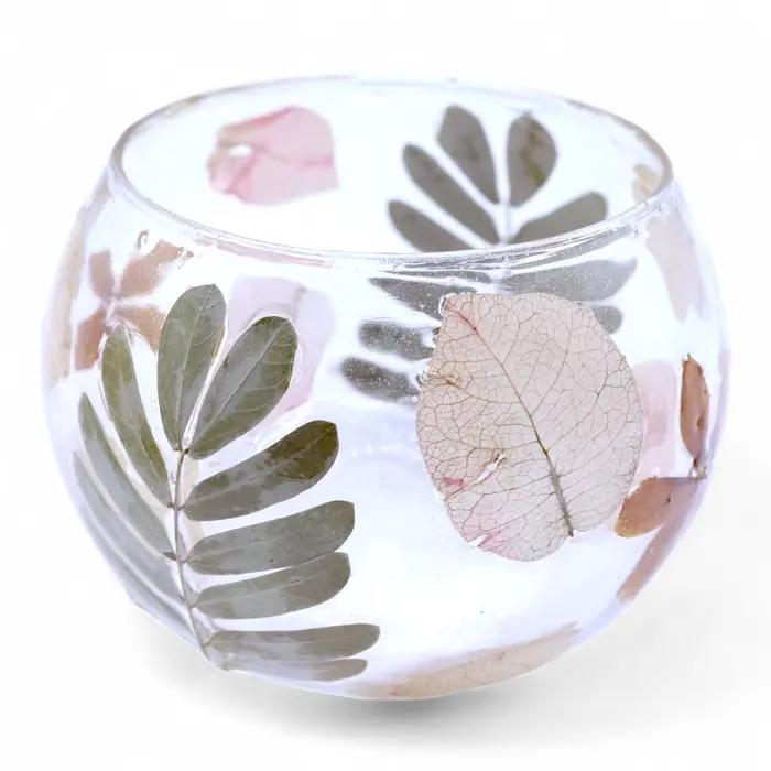 Natural Floral Glass - Bowl Candle Holder - Primavera - (8x10cm)