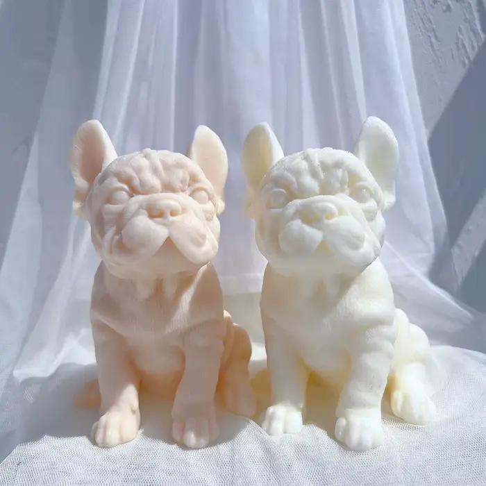 Moule à bougie bouledogue français, chiots d'animaux, cire de soja, en Silicone, chiot, amoureux des chiens, décoration de maison