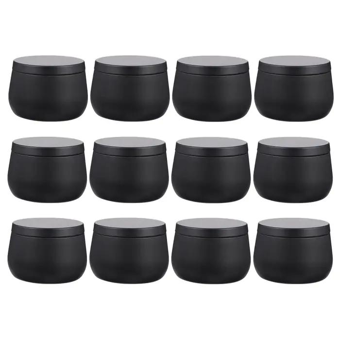 Boîtes de bougies vides en métal de 4oz/8oz avec couvercle, pots de bougies noirs pour la fabricatio