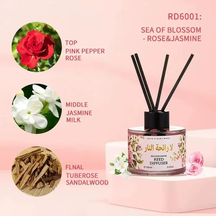 Huile Essentielle d'Aromathérapie sans Flamme avec Huile Parfumée de Lavande et Rose, Diffuseur de Rose, Désodorisant de Pièce et Élément Décoratif pour Maison Occasions Spéciales