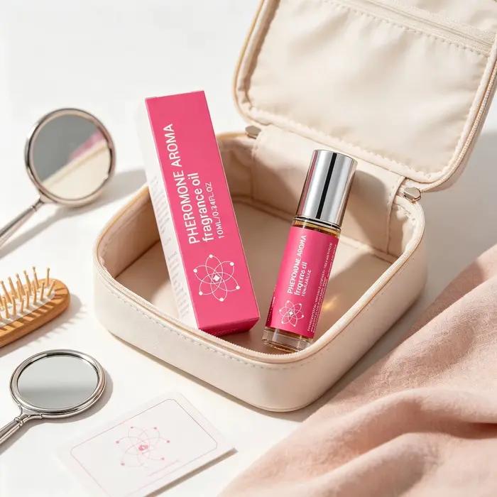Huile de phéromone à la nectarine et à la rose 10 ml - Huile parfumée subtile à la cannelle Macaron, huile parfumée longue durée pour les voyages ou les rendez-vous