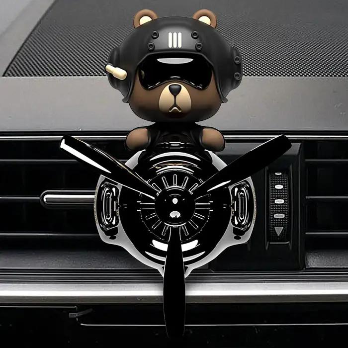 Diffuseur de parfum rotatif en forme d'ours pilote d'avion pour voiture