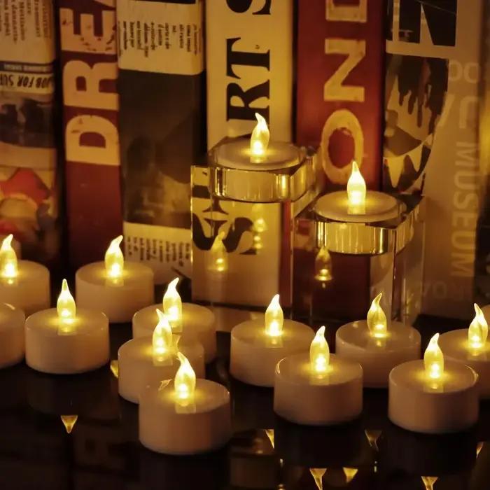 Candlium Lot de 12 Bougies chauffe-plat LED sans flamme jaune chaud