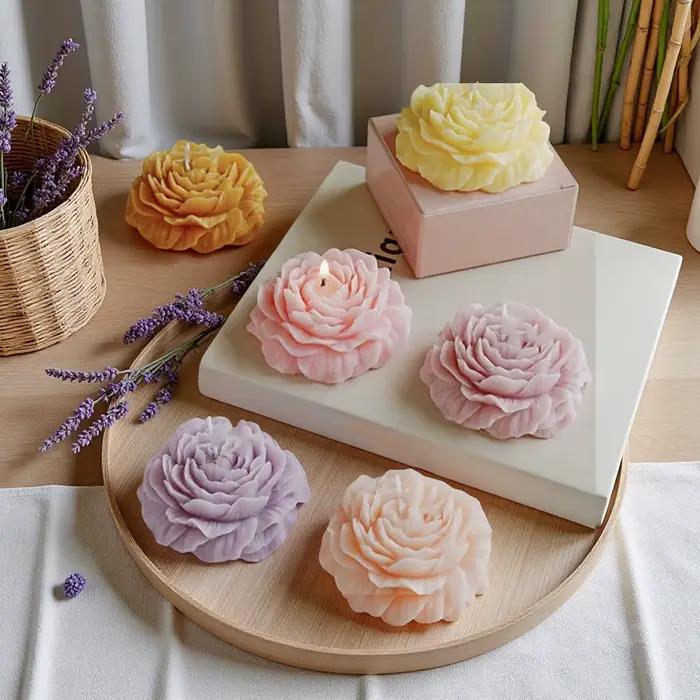 Bougie parfumée en forme de fleur de pivoine aromathérapie faite à la main pour décoration de la maison et relaxation chambre à coucher spa occasions spéciales