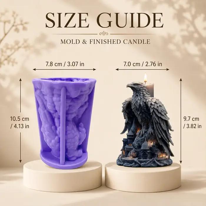 Bougie d'art du château d'aigle motif exquis silicone gris clair pour décoration intérieure personnelle et cadeau tendance