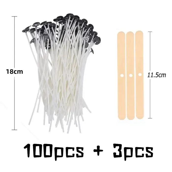 Mèches de bougie sans fumée originales, 103 pièces/ensemble, noyau de cire de soja, noyau en coton tissé, lampe à Kerosene, ligne de cire, accessoires en bois, fabrication de bougies