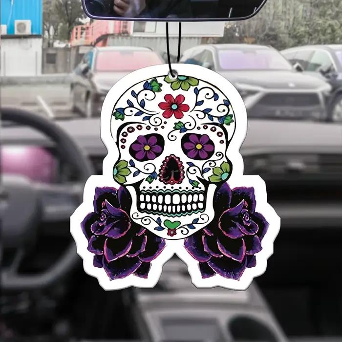 Tête de crâne imprimée violette, aromathérapie montée sur voiture, parfum de voiture, pendentif de p