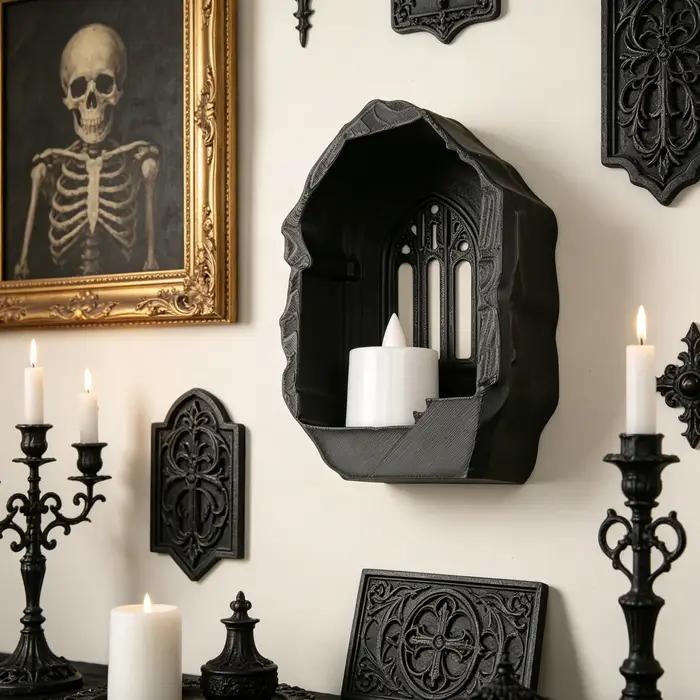 Support de bougie mural en forme d'arche de fenêtre de style gothique transfrontalier pour décoration murale sombre et présentation de bougies