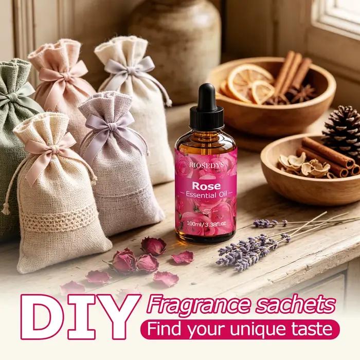 Huile essentielle de rose, huile parfumée aux notes florales élégantes pour diffuseurs, projets de bricolage parfumés et aromathérapie, parfum romantique et délicat.